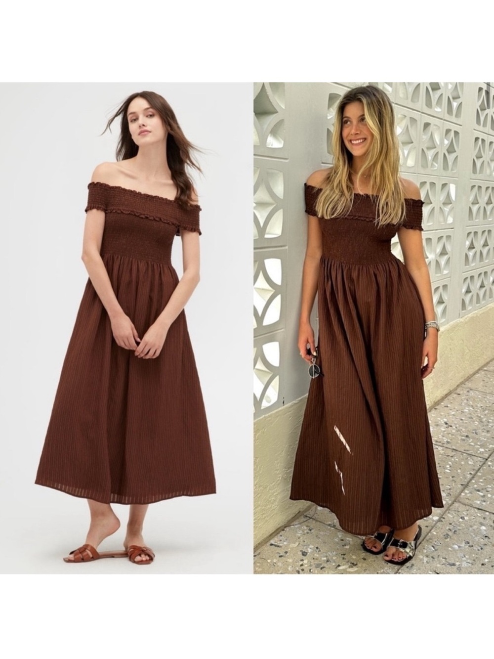 Hill House Marguerite Dress - Brown Tonal Searsucker